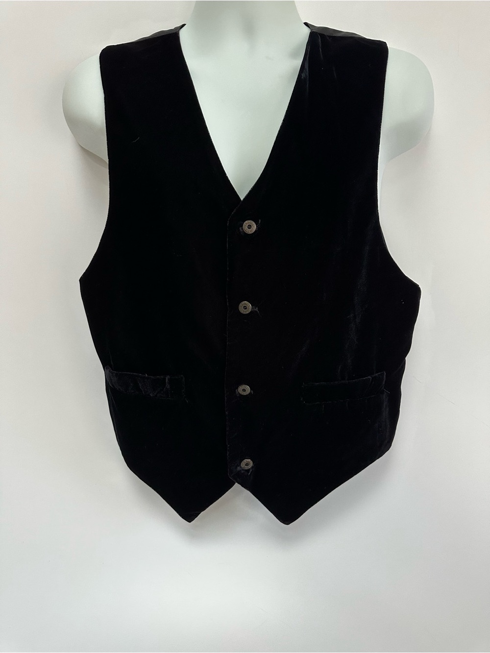 Classic Black Velvet Button Vest